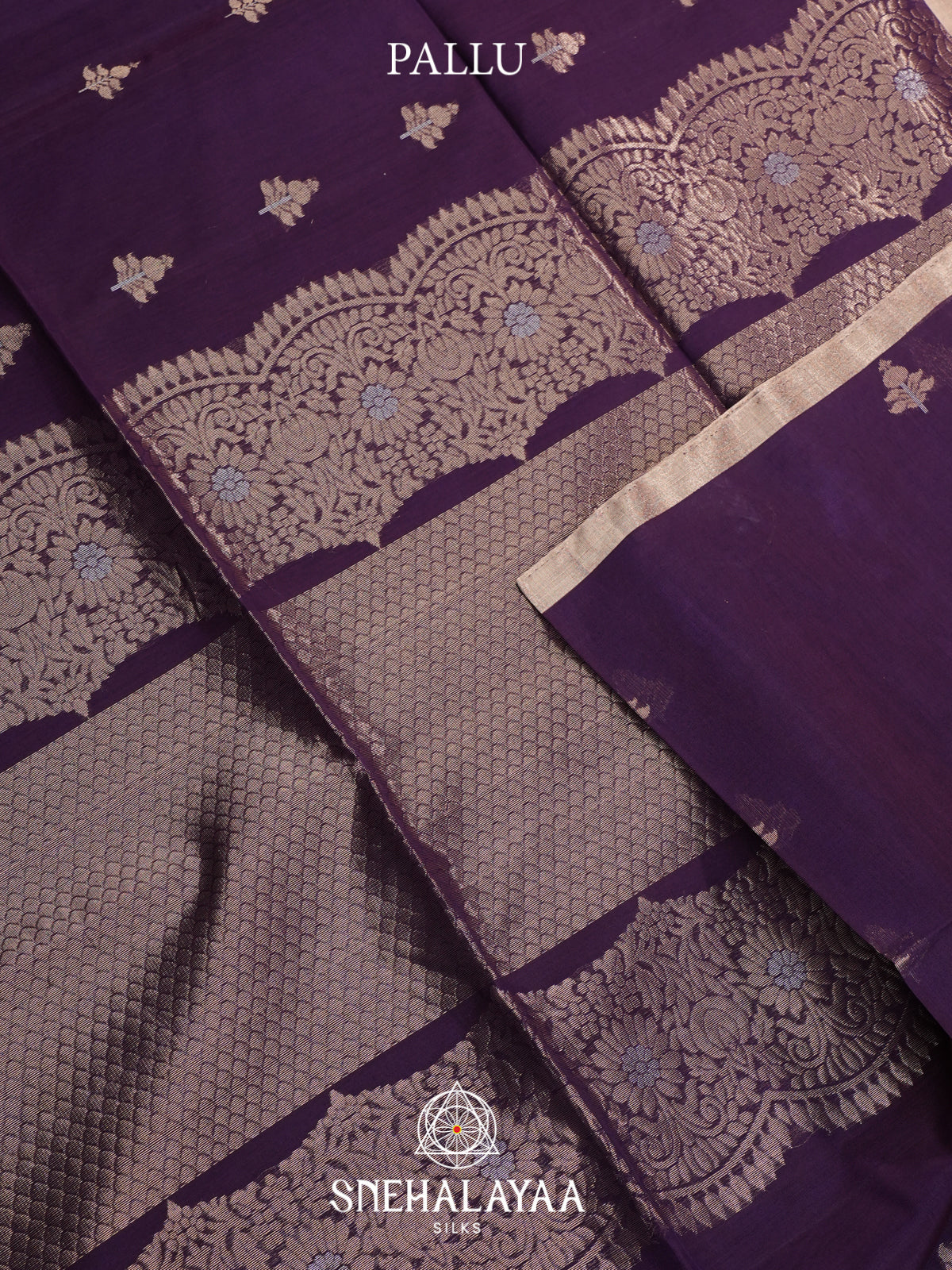 Purple Kora Silk Cotton Saree