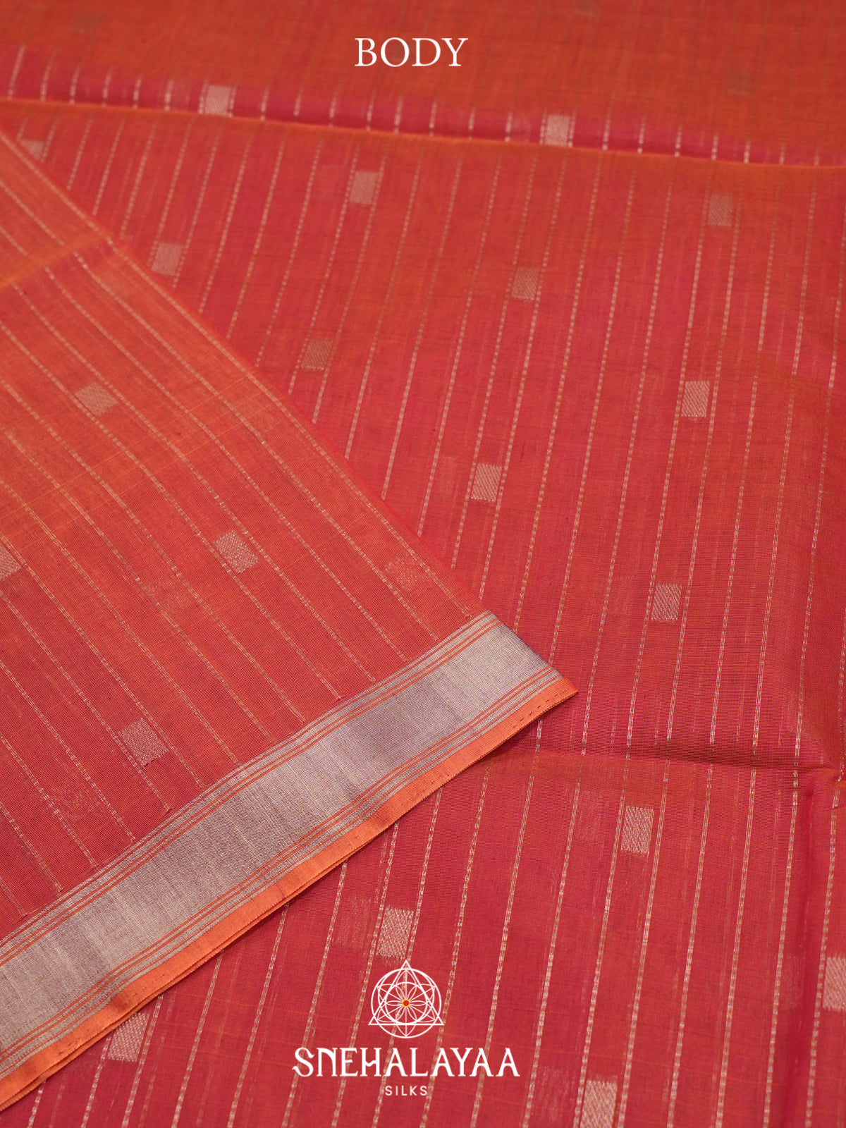 Orange Kora Silk Cotton Saree