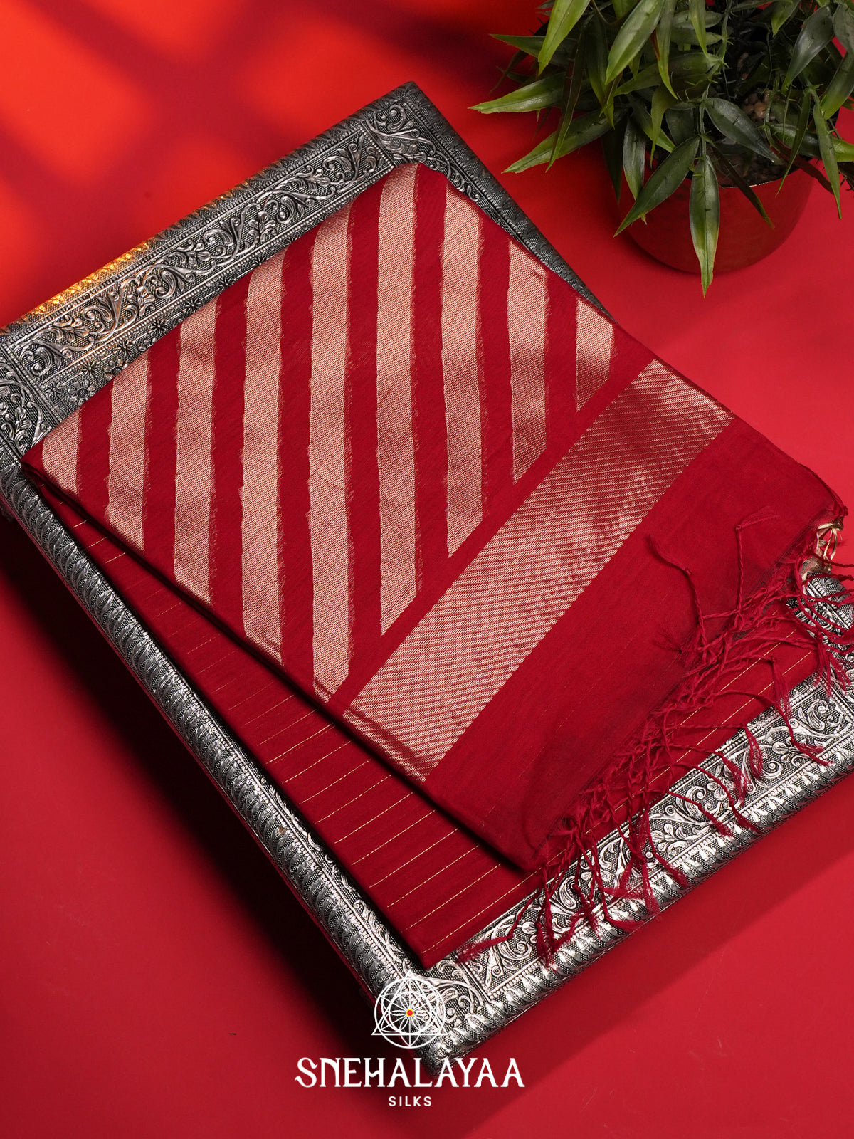 Red Kora Silk Cotton Saree