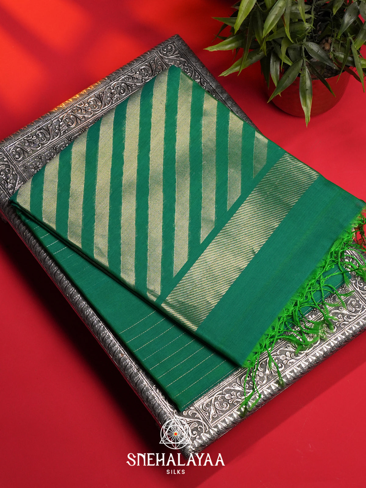 Jade Green Kora Silk Cotton Saree