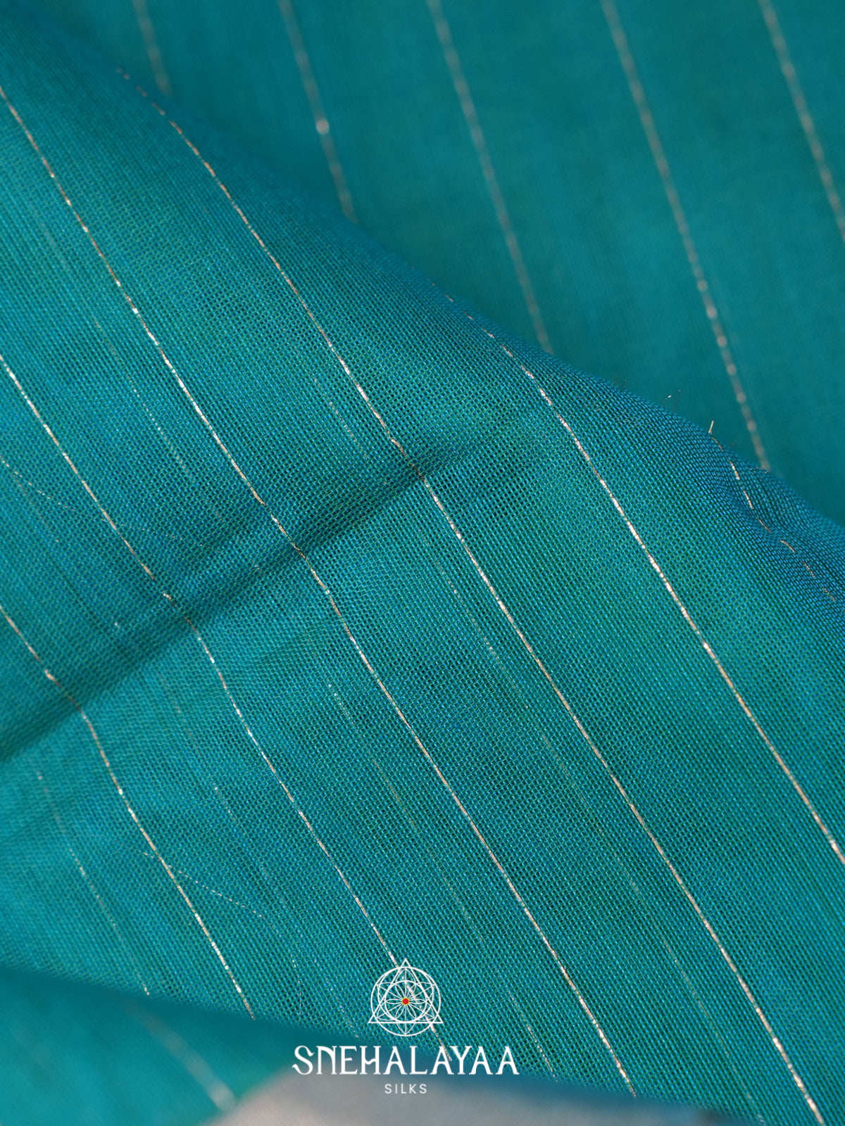 Teal Blue Kora Silk Cotton Saree