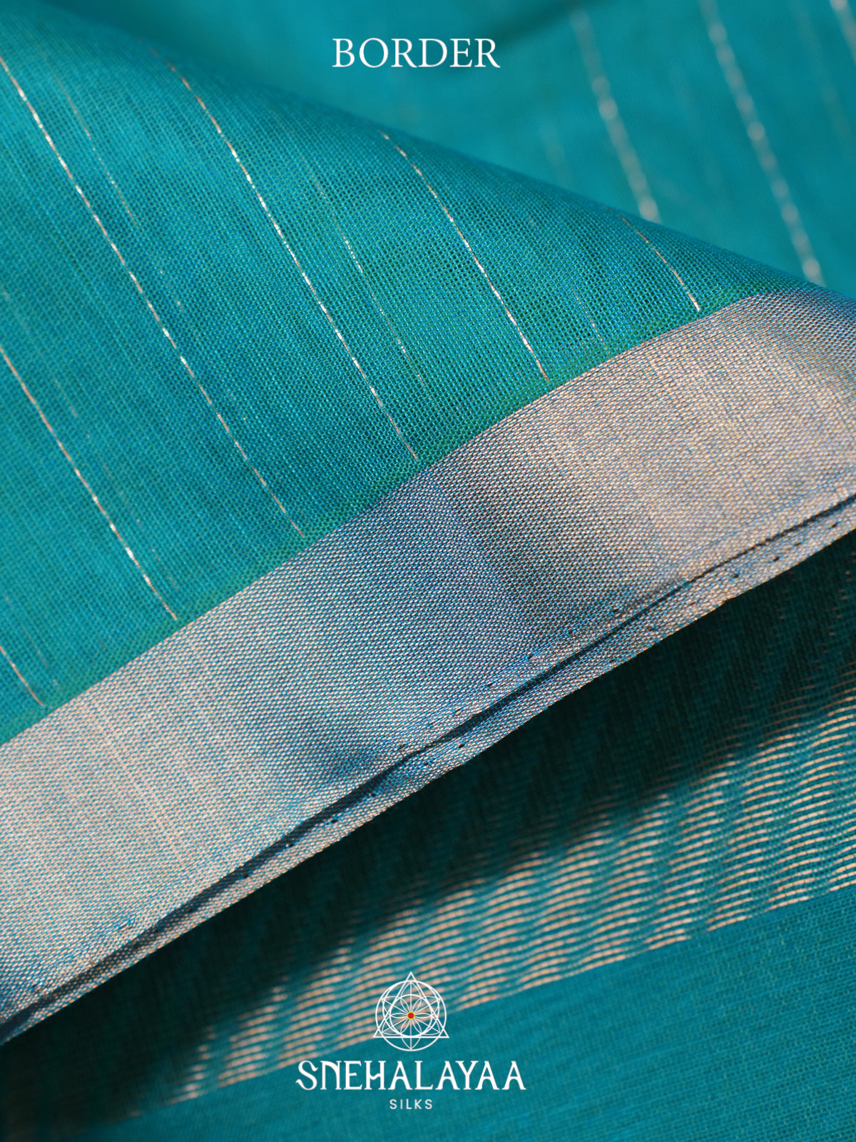 Teal Blue Kora Silk Cotton Saree