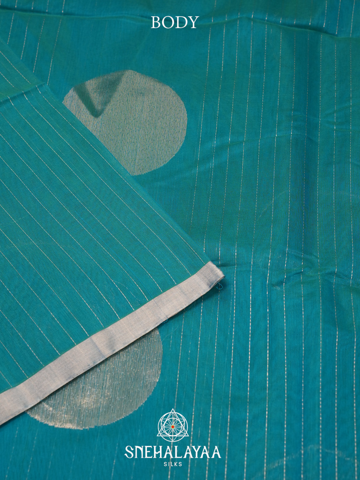 Teal Blue Kora Silk Cotton Saree
