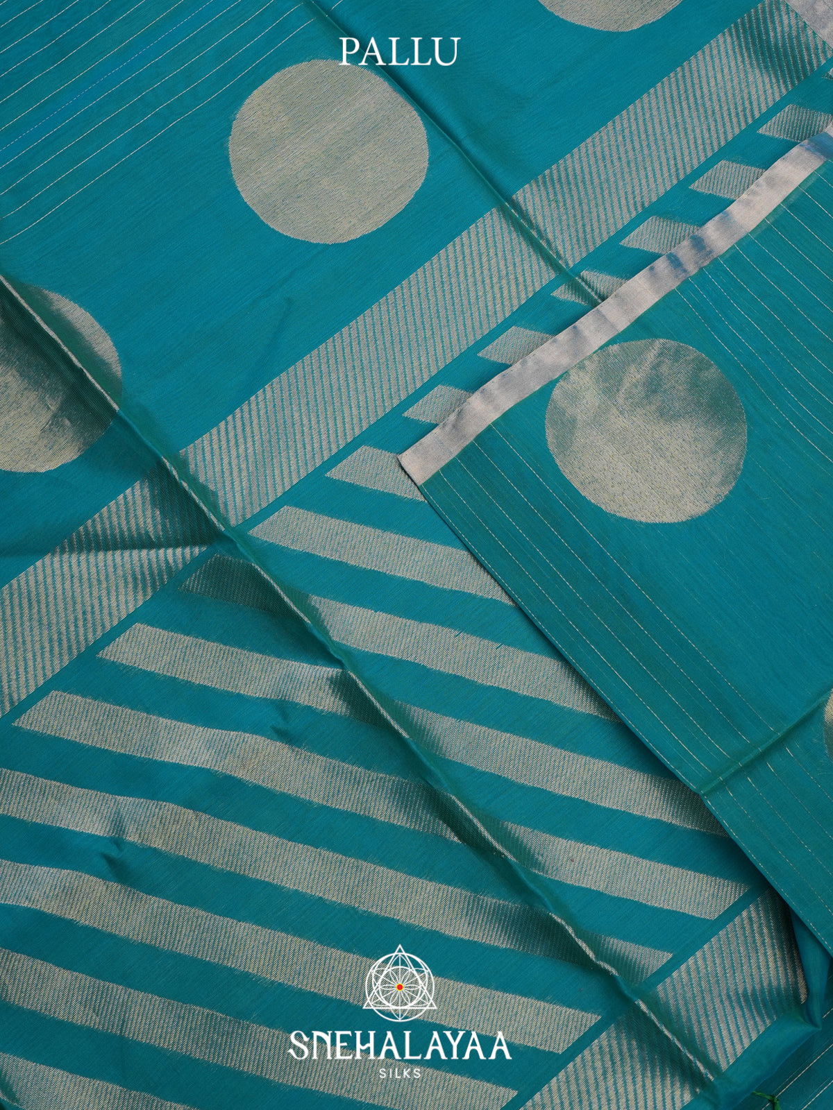 Teal Blue Kora Silk Cotton Saree