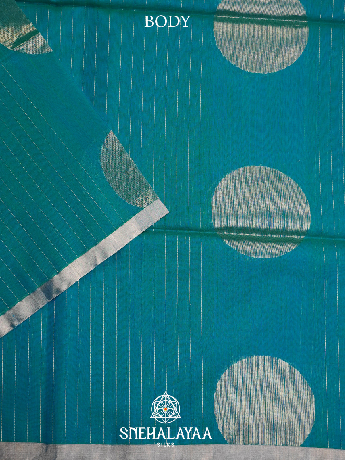 Teal Blue Kora Silk Cotton Saree
