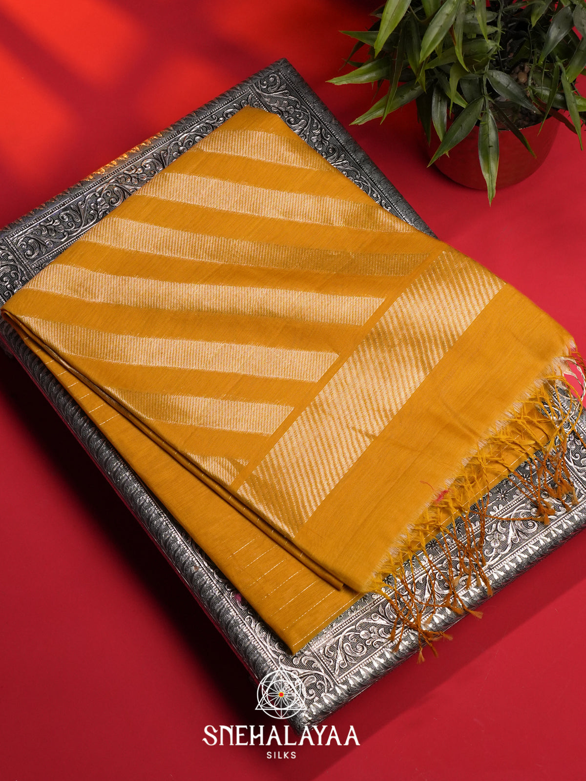 Yellow Kora Silk Cotton Saree
