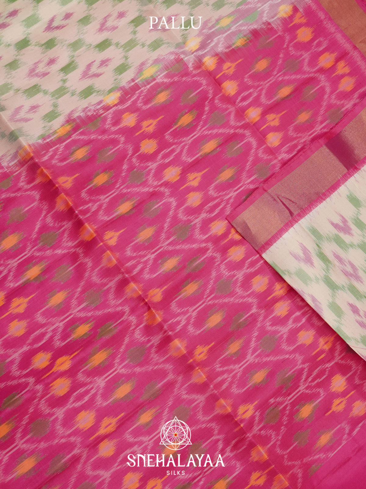 Beige Ikat Soft Silk Saree