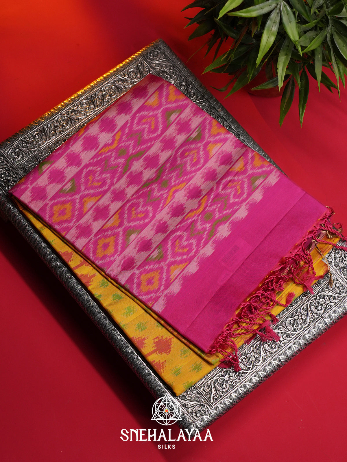Yellow Ikat Soft Silk Saree