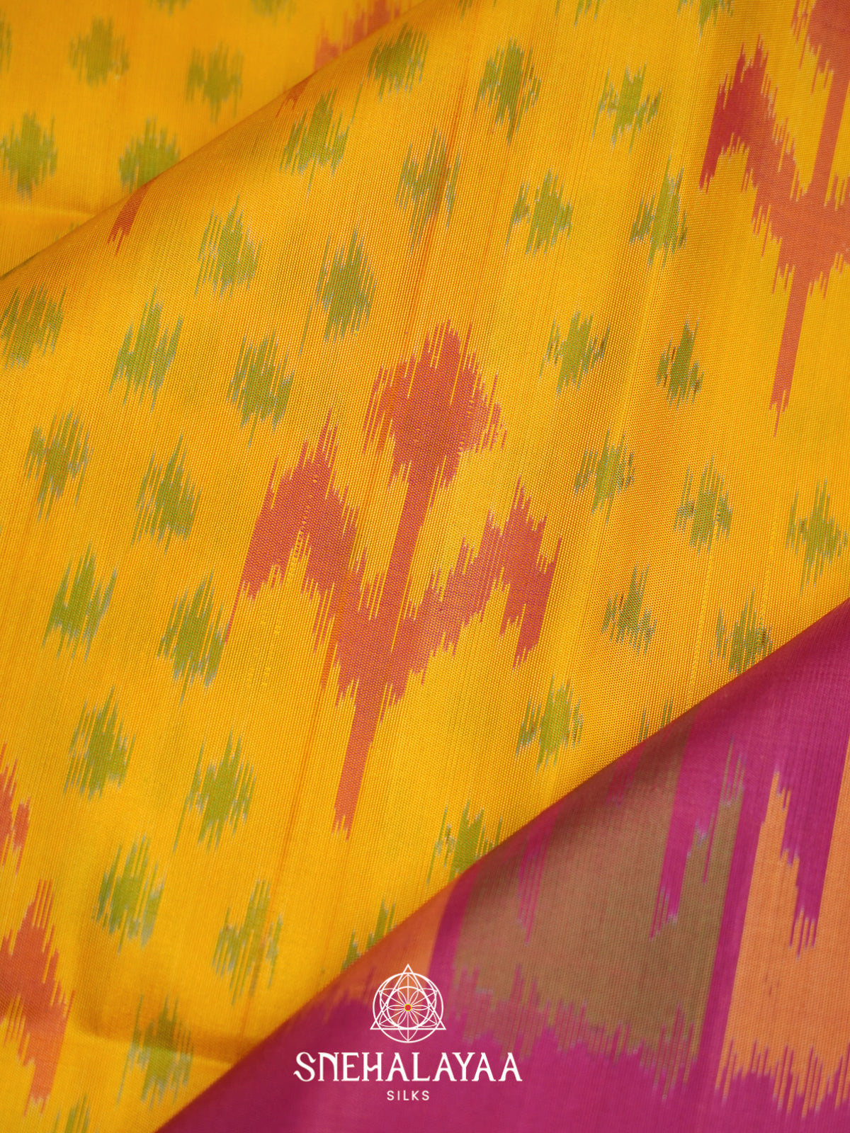 Yellow Ikat Soft Silk Saree
