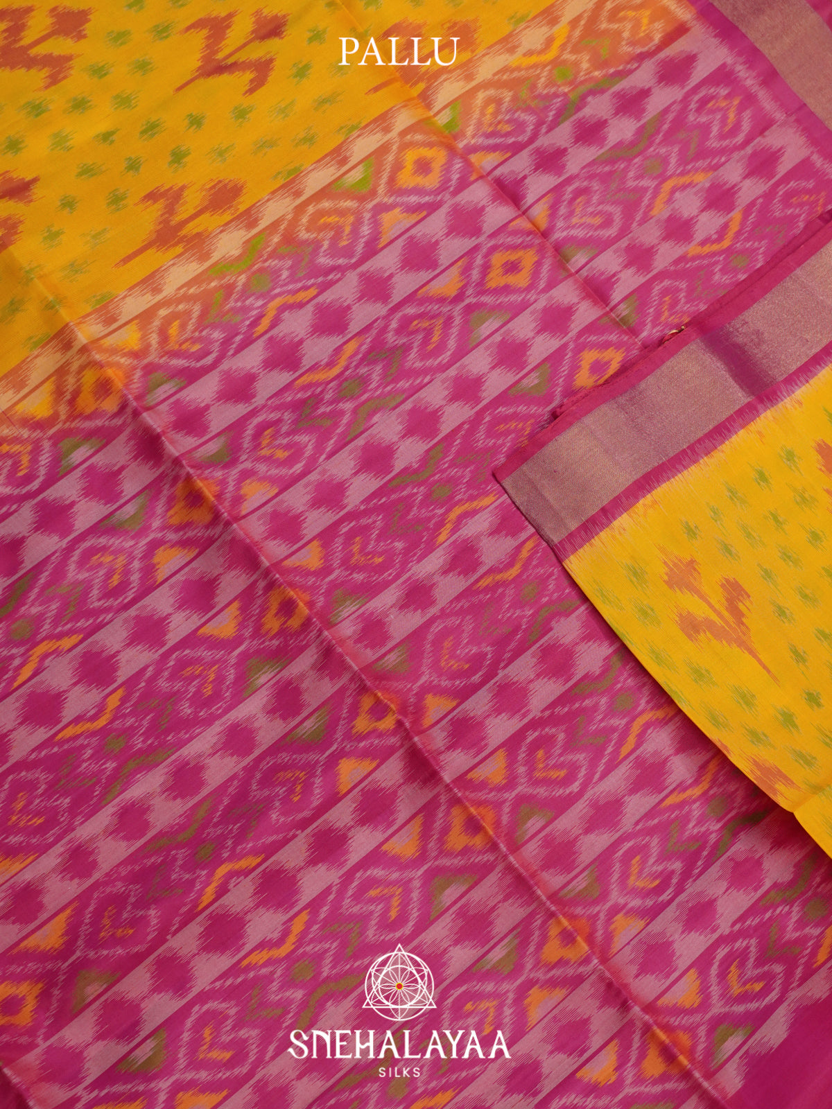 Yellow Ikat Soft Silk Saree