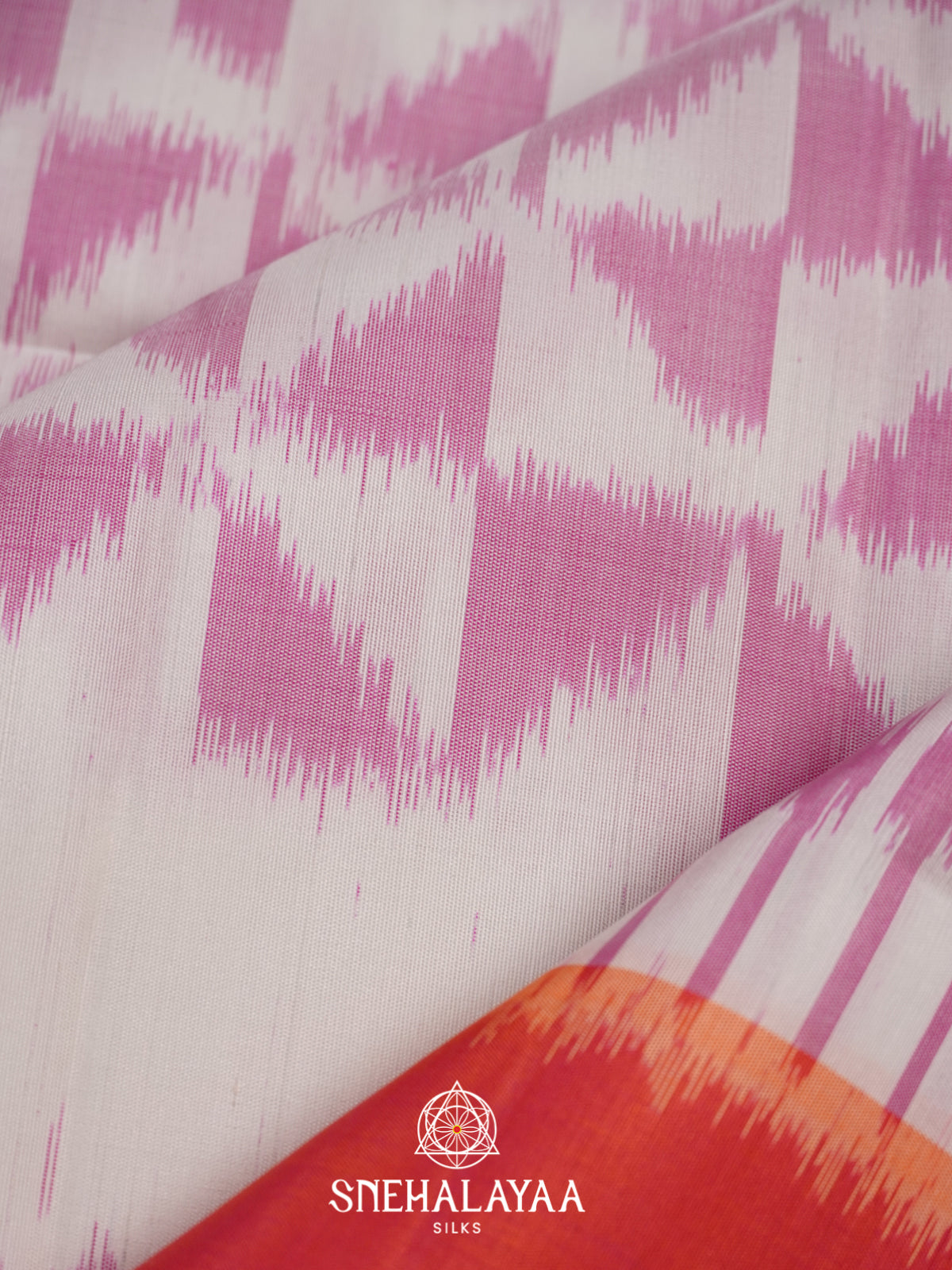 White Ikat Soft Silk Saree