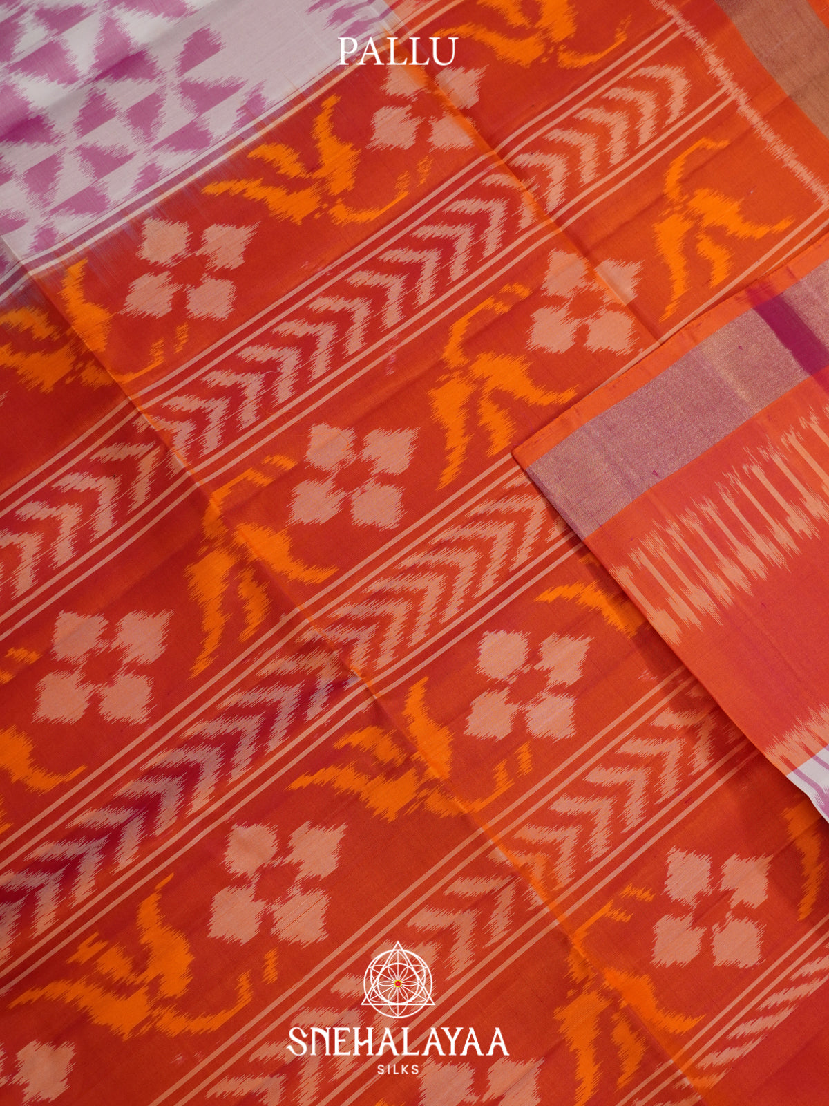 White Ikat Soft Silk Saree