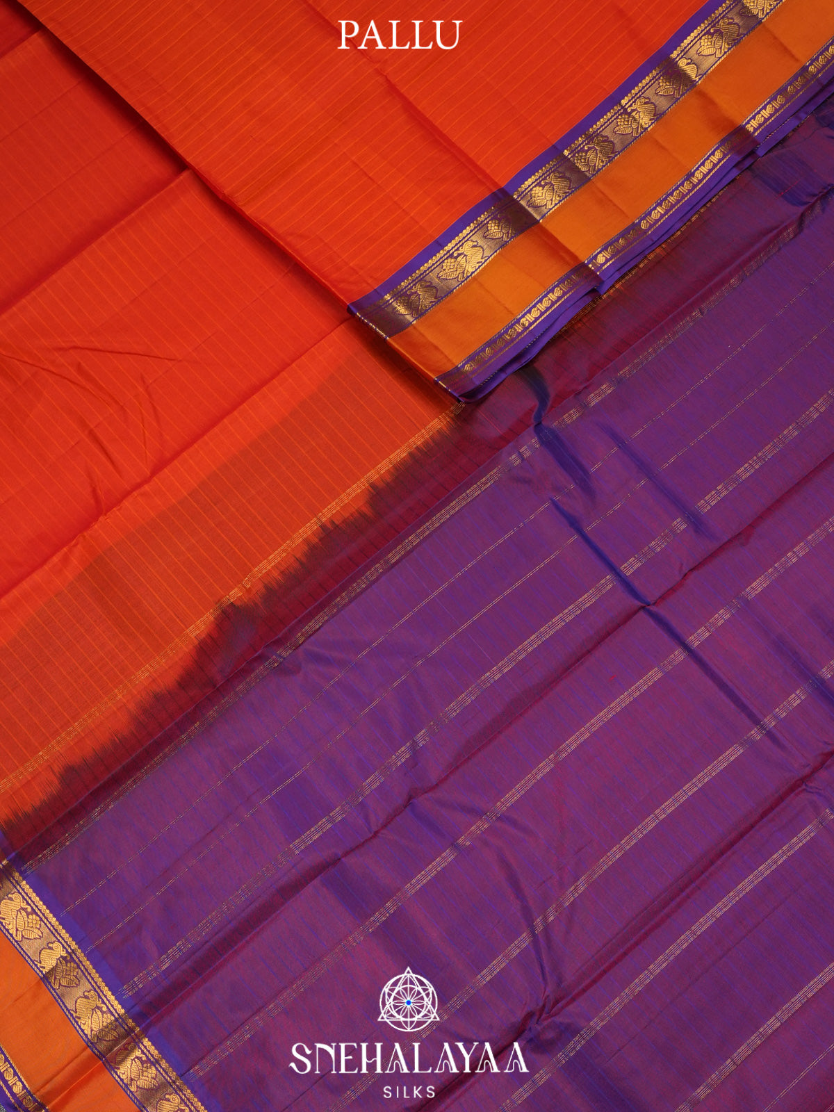 Rust Orange Kanjivaram Silk Saree