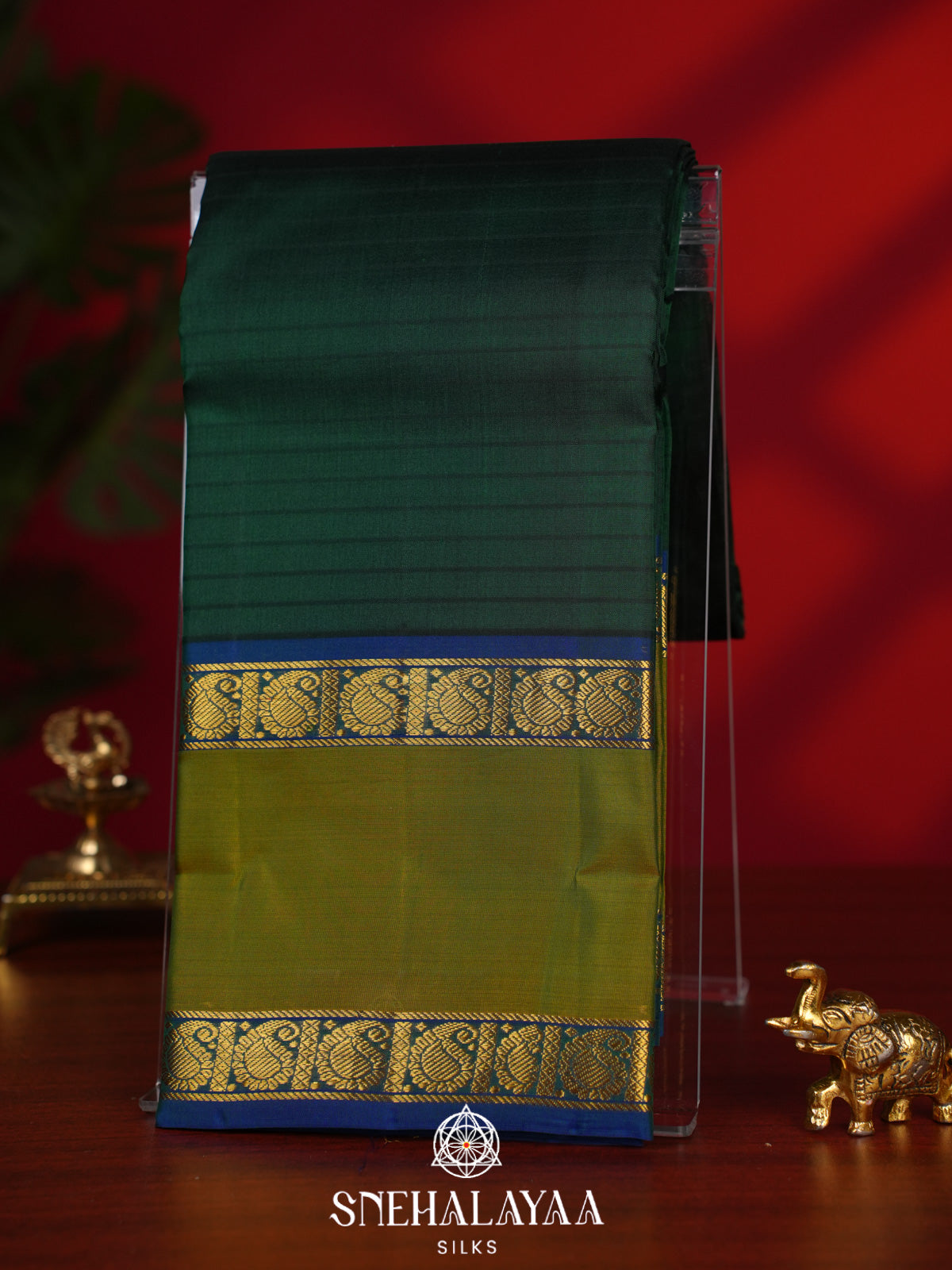 Forest Green Kanjivaram Silk Saree