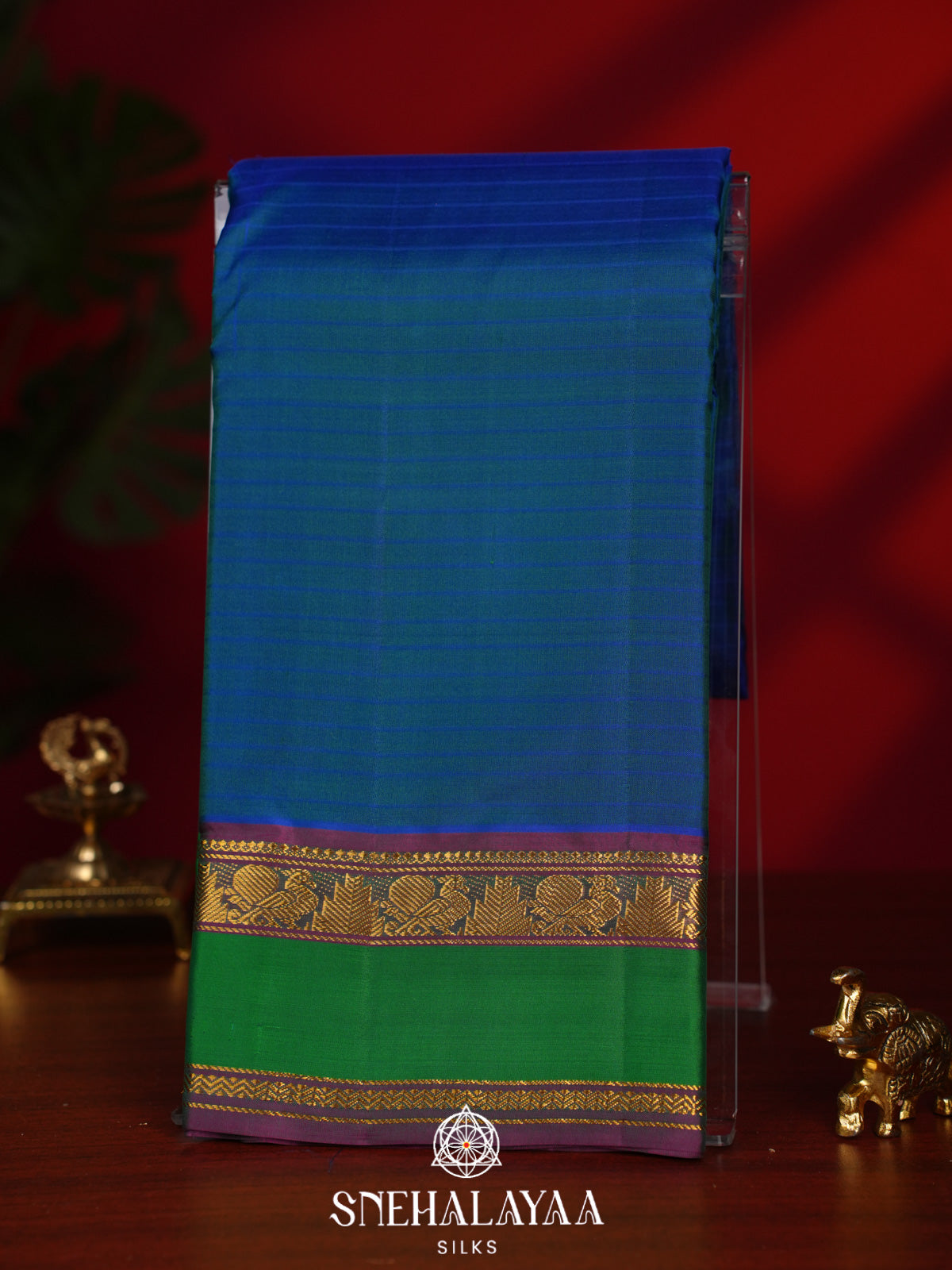 Peacock Blue Kanjivaram Silk Saree