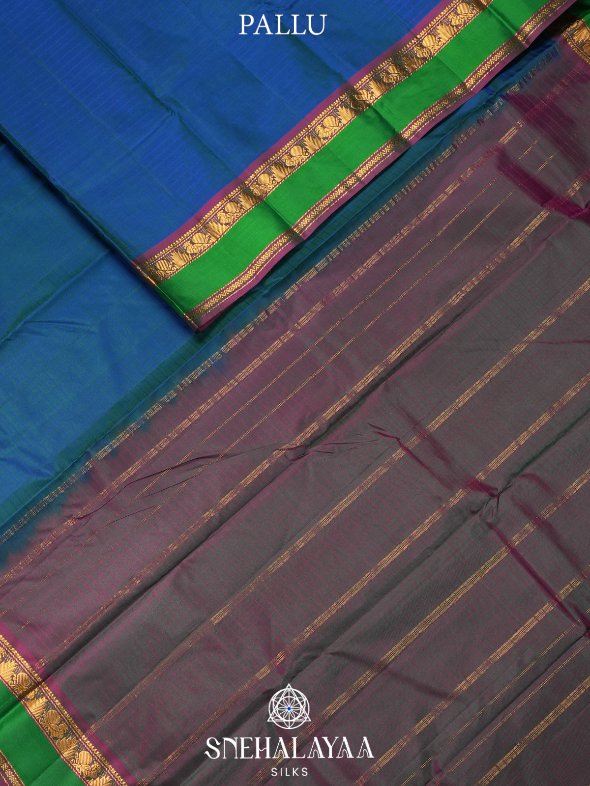 Peacock Blue Kanjivaram Silk Saree