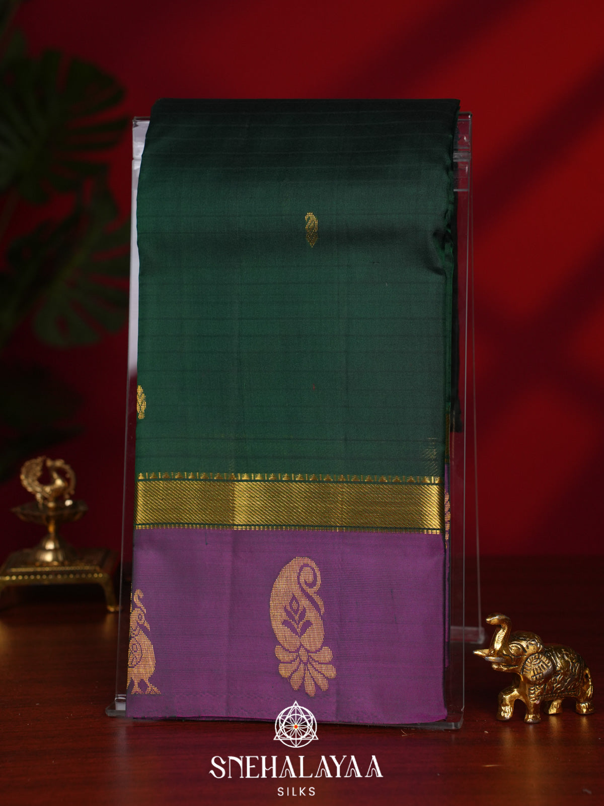 Forest Green Kanjivaram Silk Saree