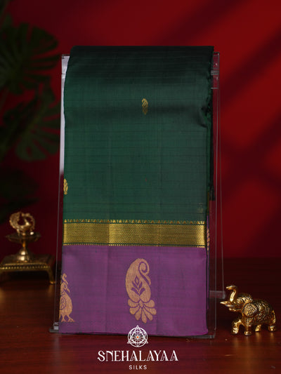 Forest Green Kanjivaram Silk Saree