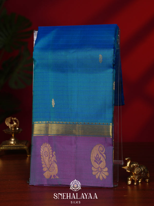 Peacock Blue Kanjivaram Silk Saree