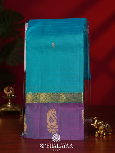Aqua Blue Kanjivaram Silk Saree