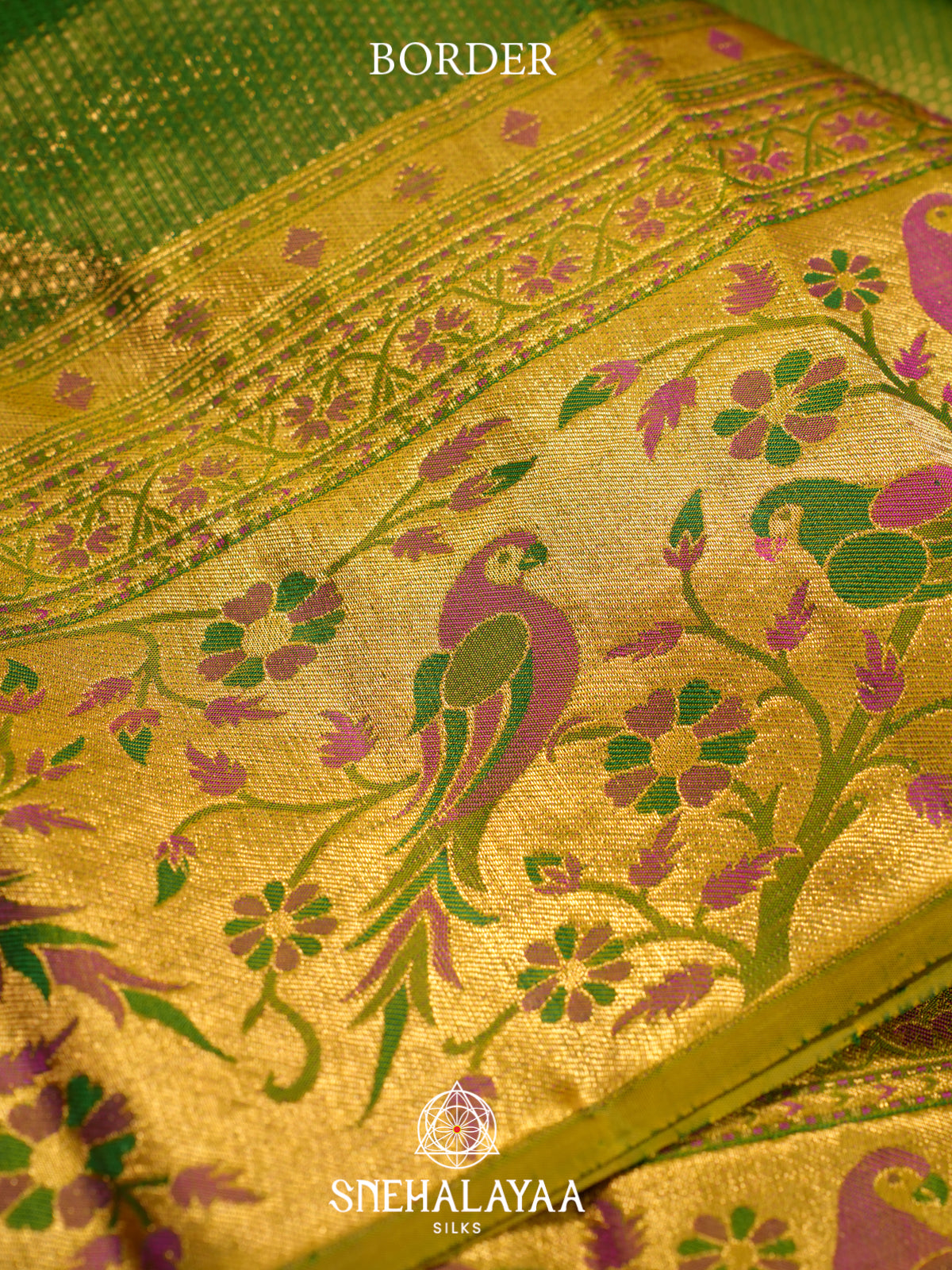 Parrot Green Kanjivaram Silk Saree