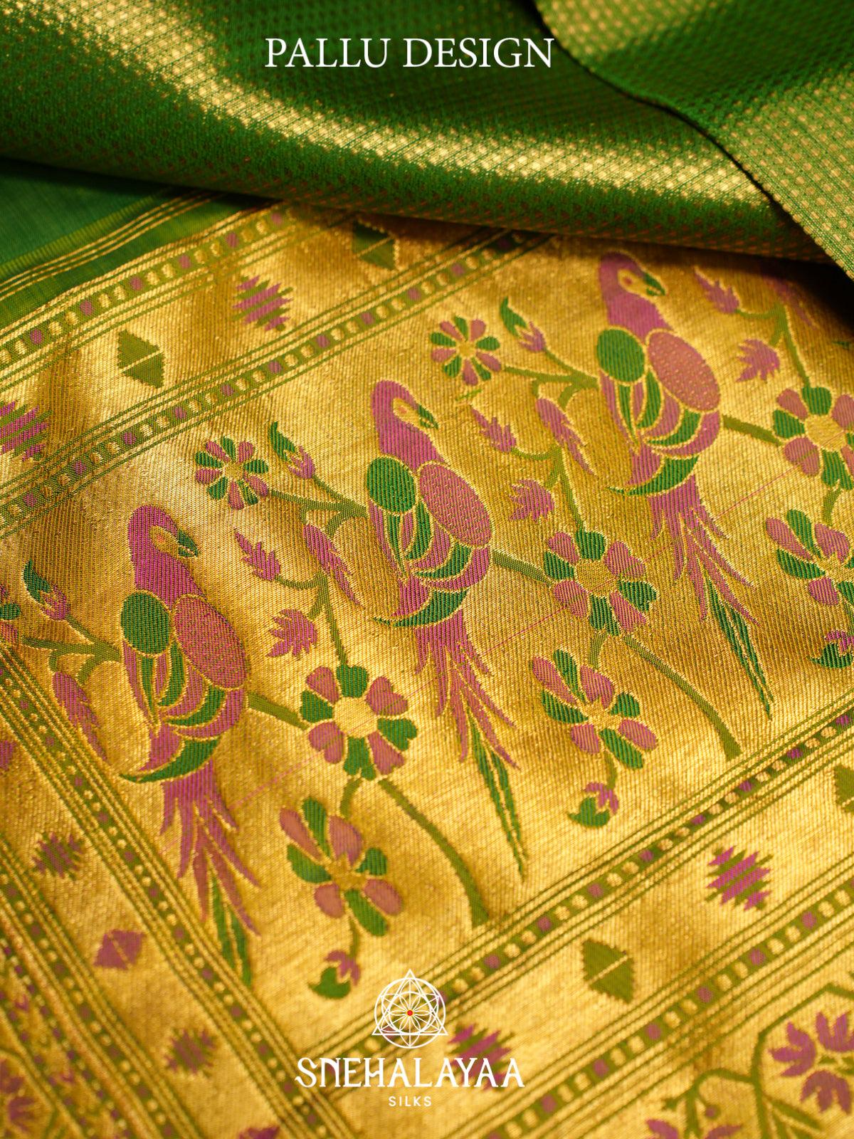 Parrot Green Kanjivaram Silk Saree