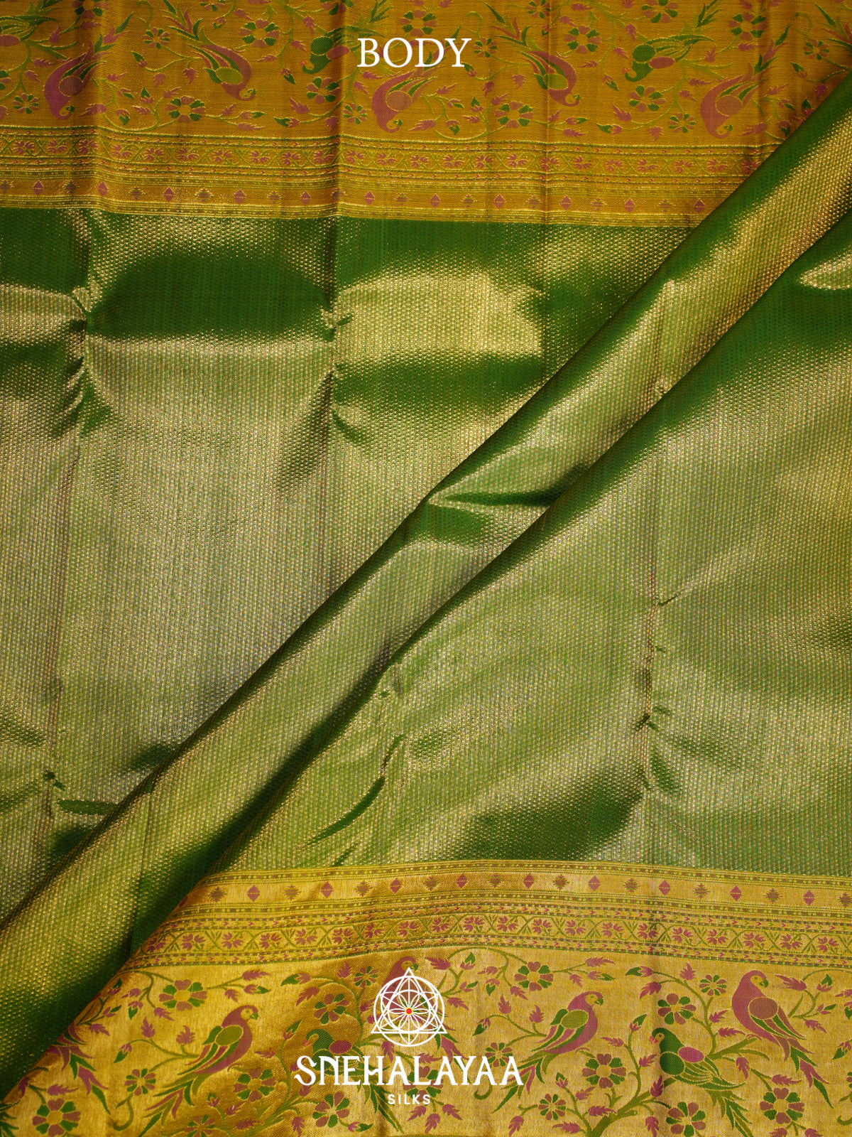 Parrot Green Kanjivaram Silk Saree