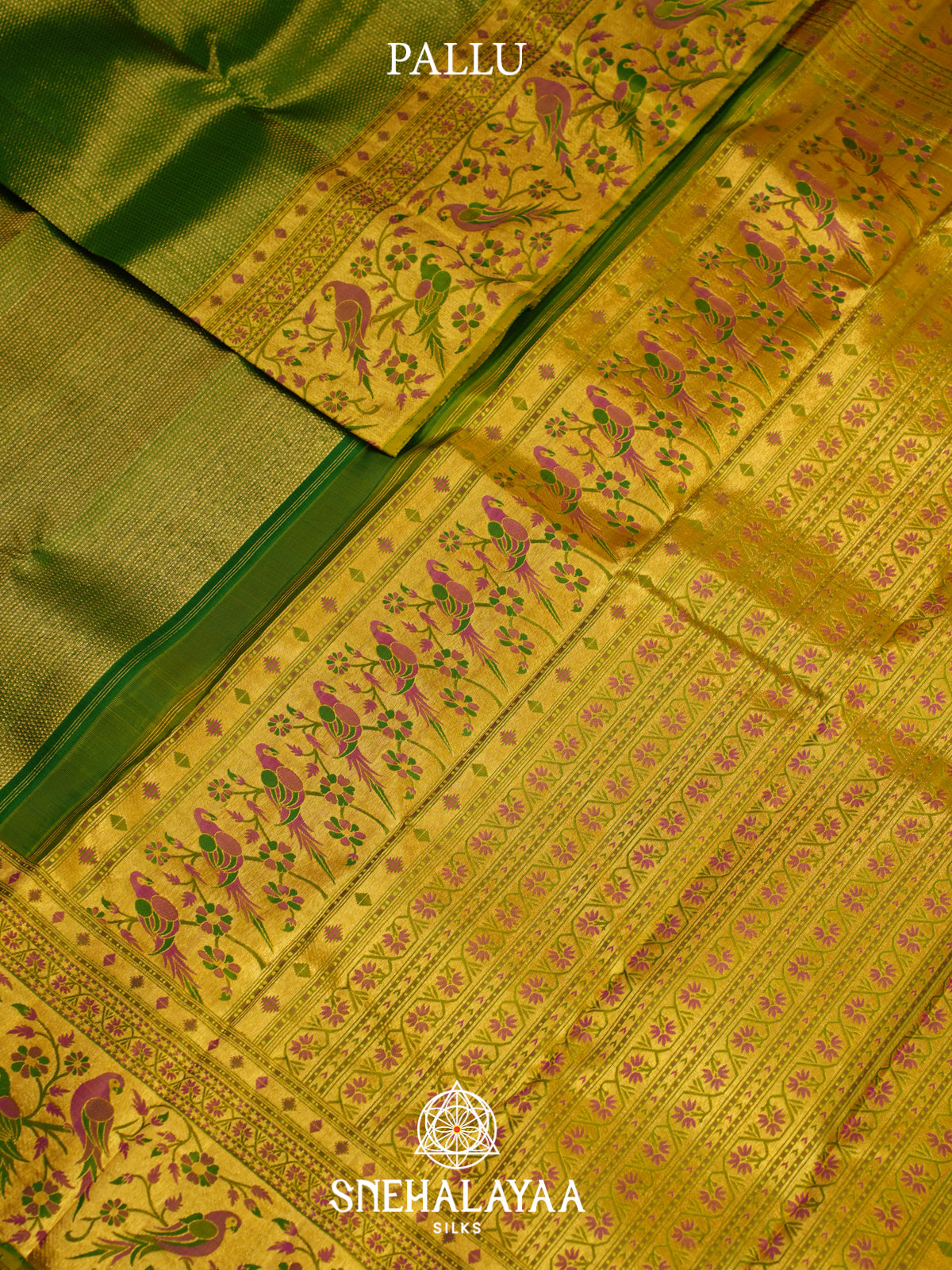 Parrot Green Kanjivaram Silk Saree