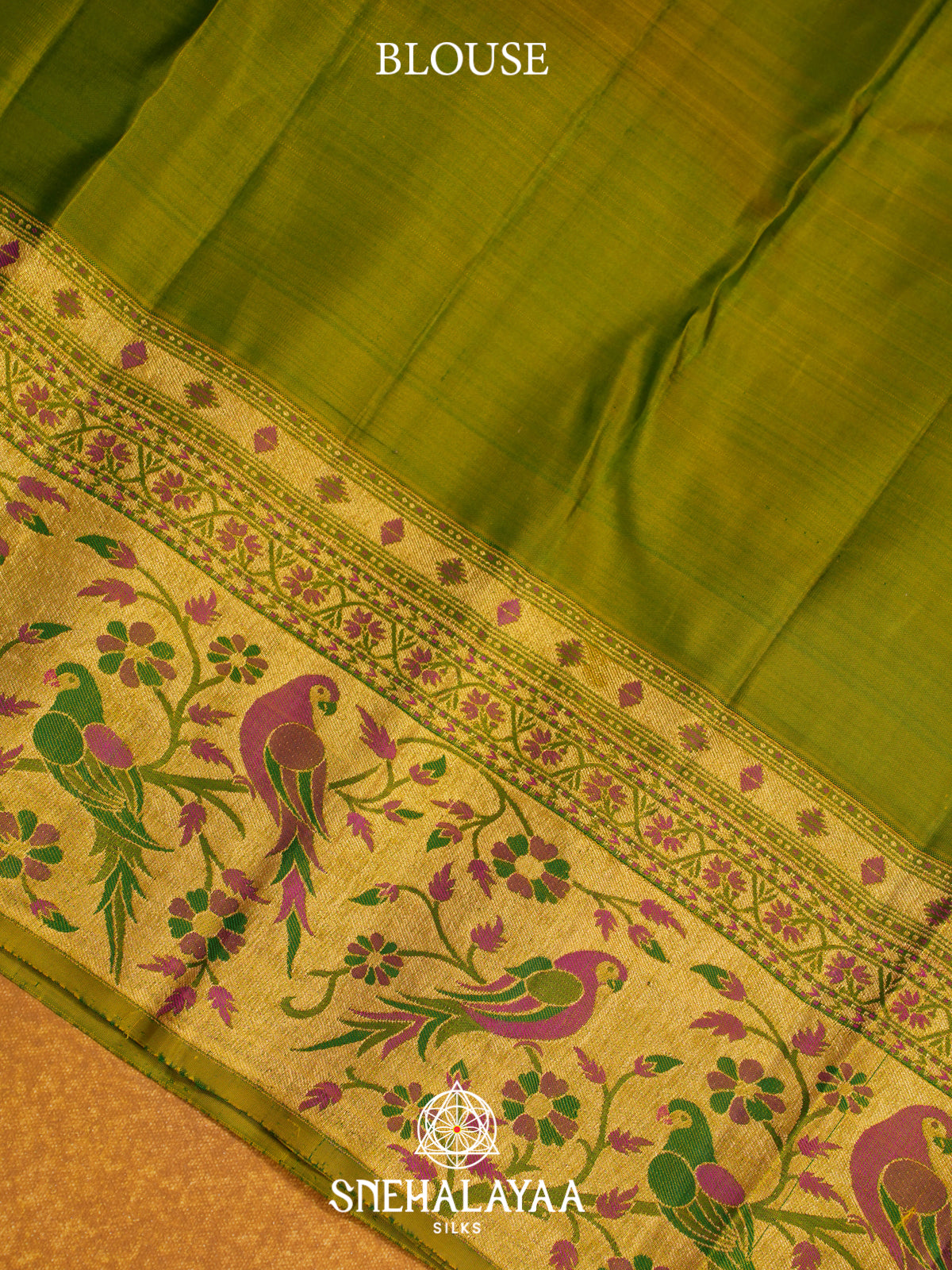 Parrot Green Kanjivaram Silk Saree