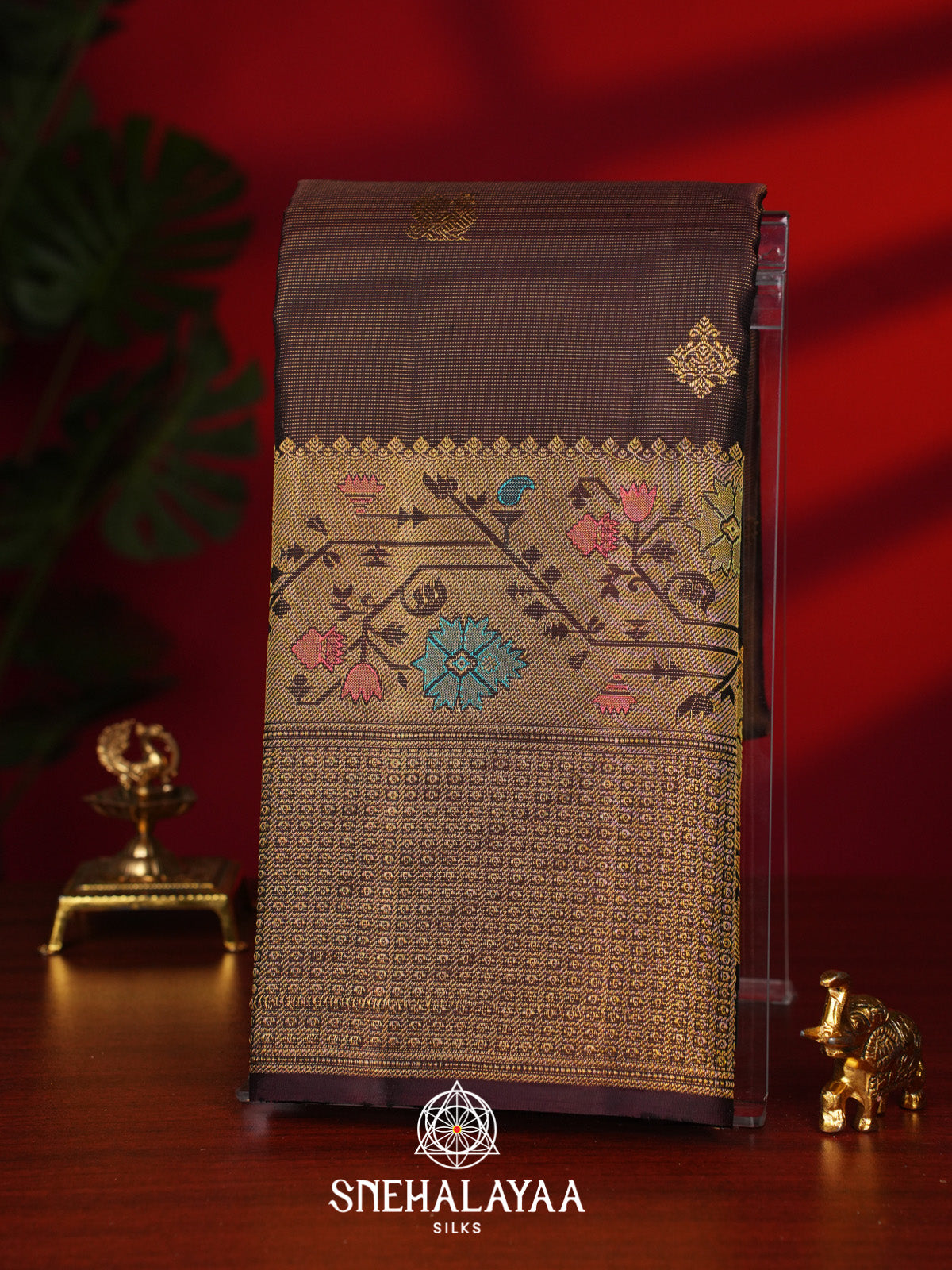 Coffee Brown Kanjivaram Silk Saree