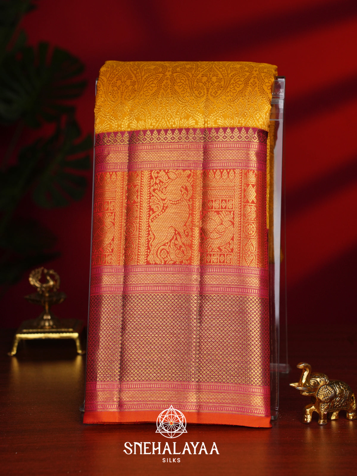 Golden Yellow Kanjivaram Silk Saree