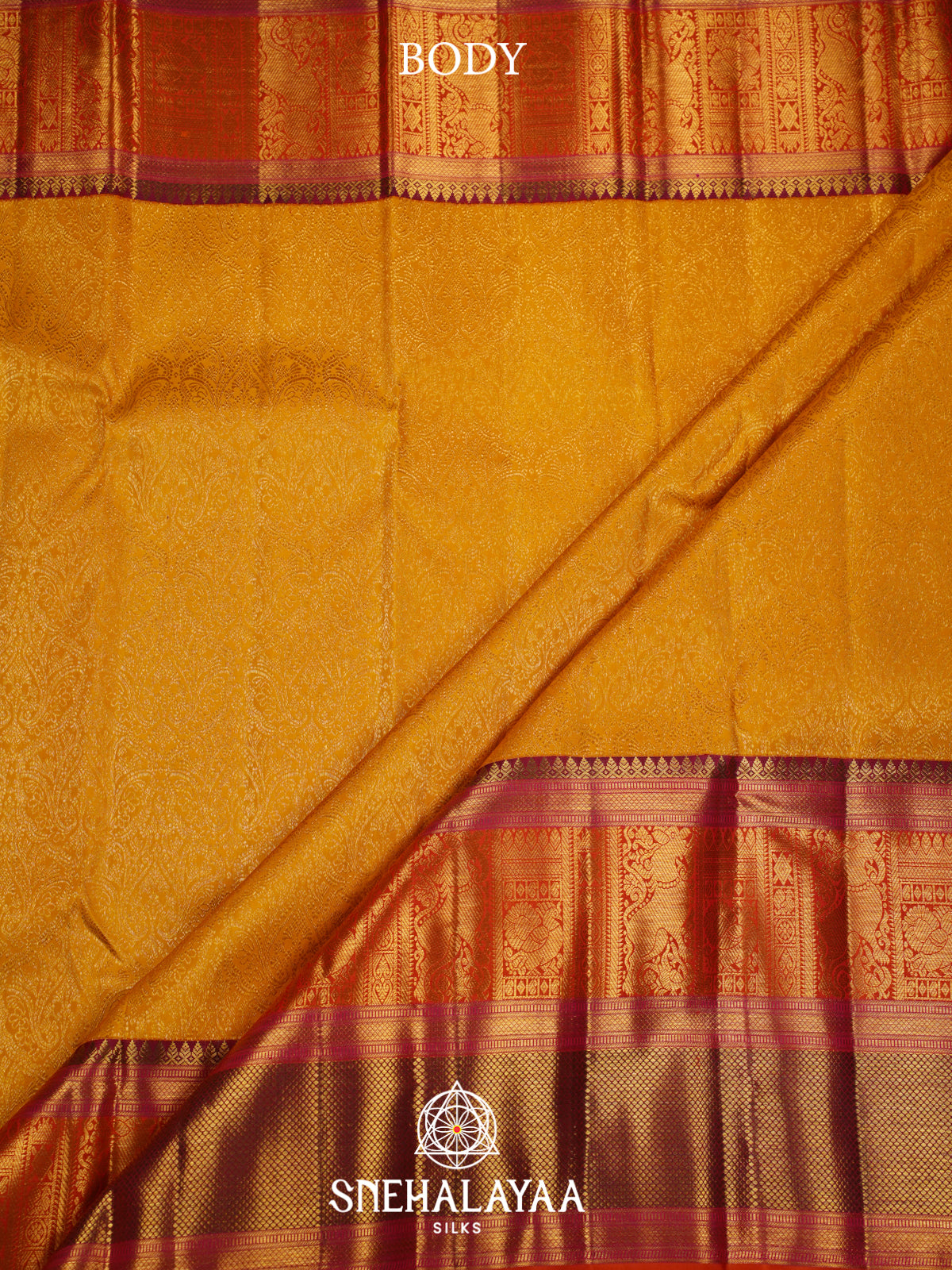 Golden Yellow Kanjivaram Silk Saree