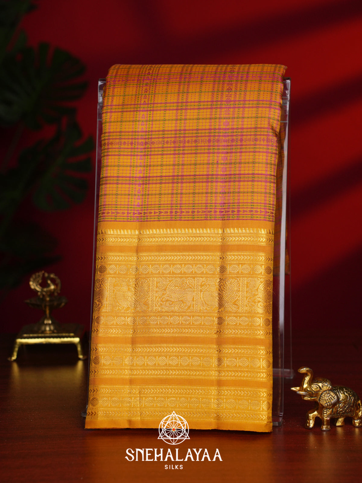 Golden Yellow Kanjivaram Silk Saree