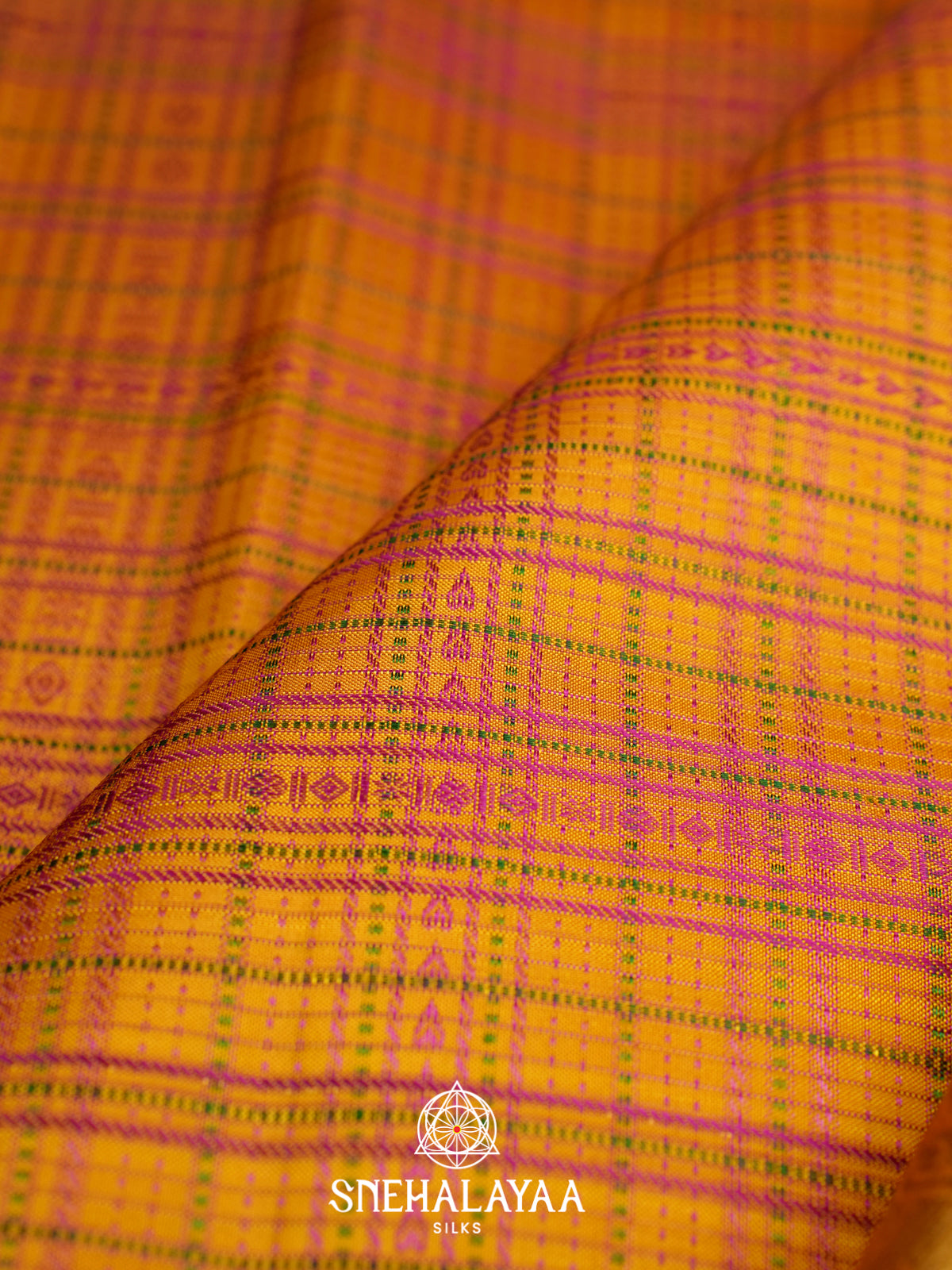 Golden Yellow Kanjivaram Silk Saree