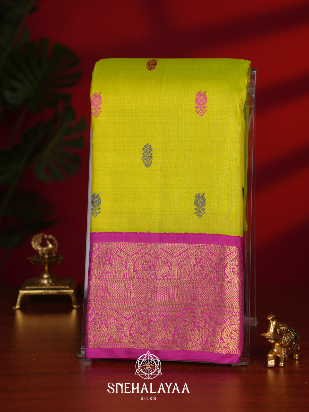 Chartreuse Green Kanjivaram Silk Saree