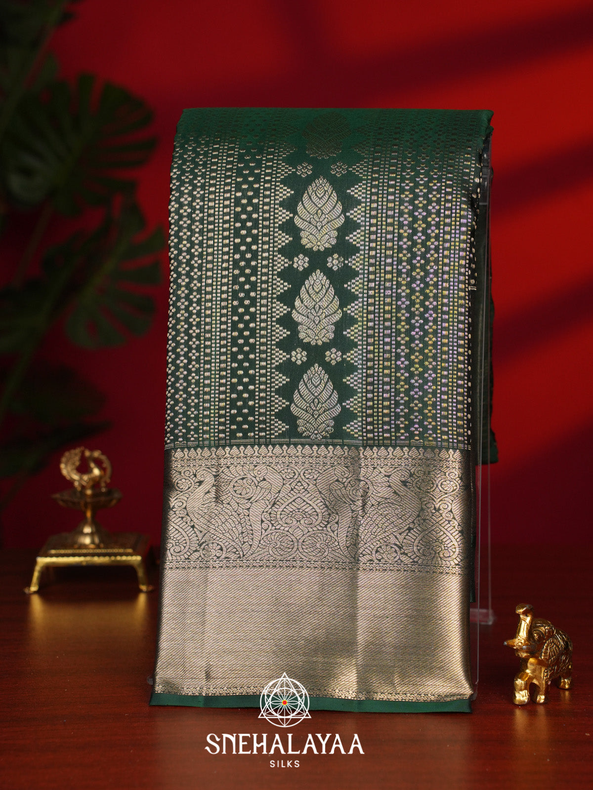 Forest Green Kanjivaram Silk Saree