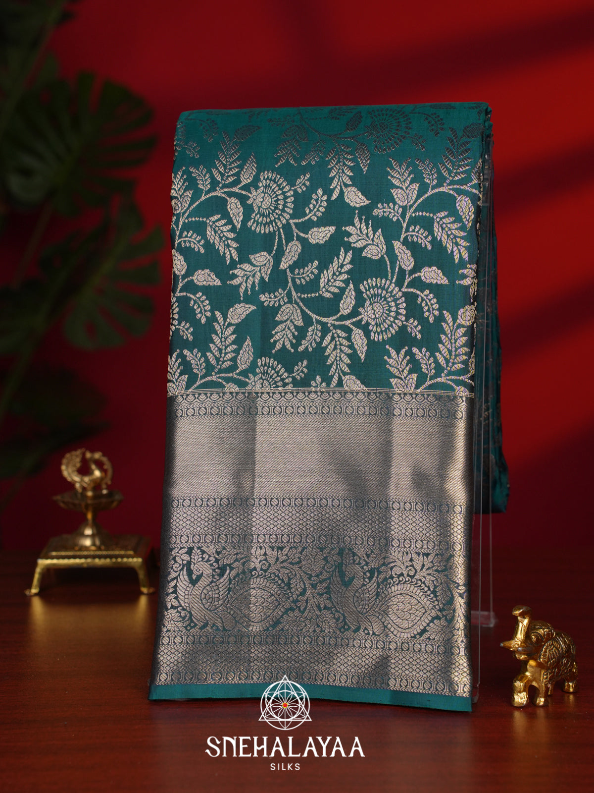 Forest Green Kanjivaram Silk Saree