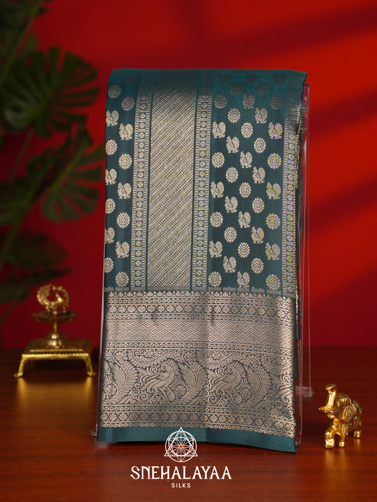 Forest Green Kanjivaram Silk Saree
