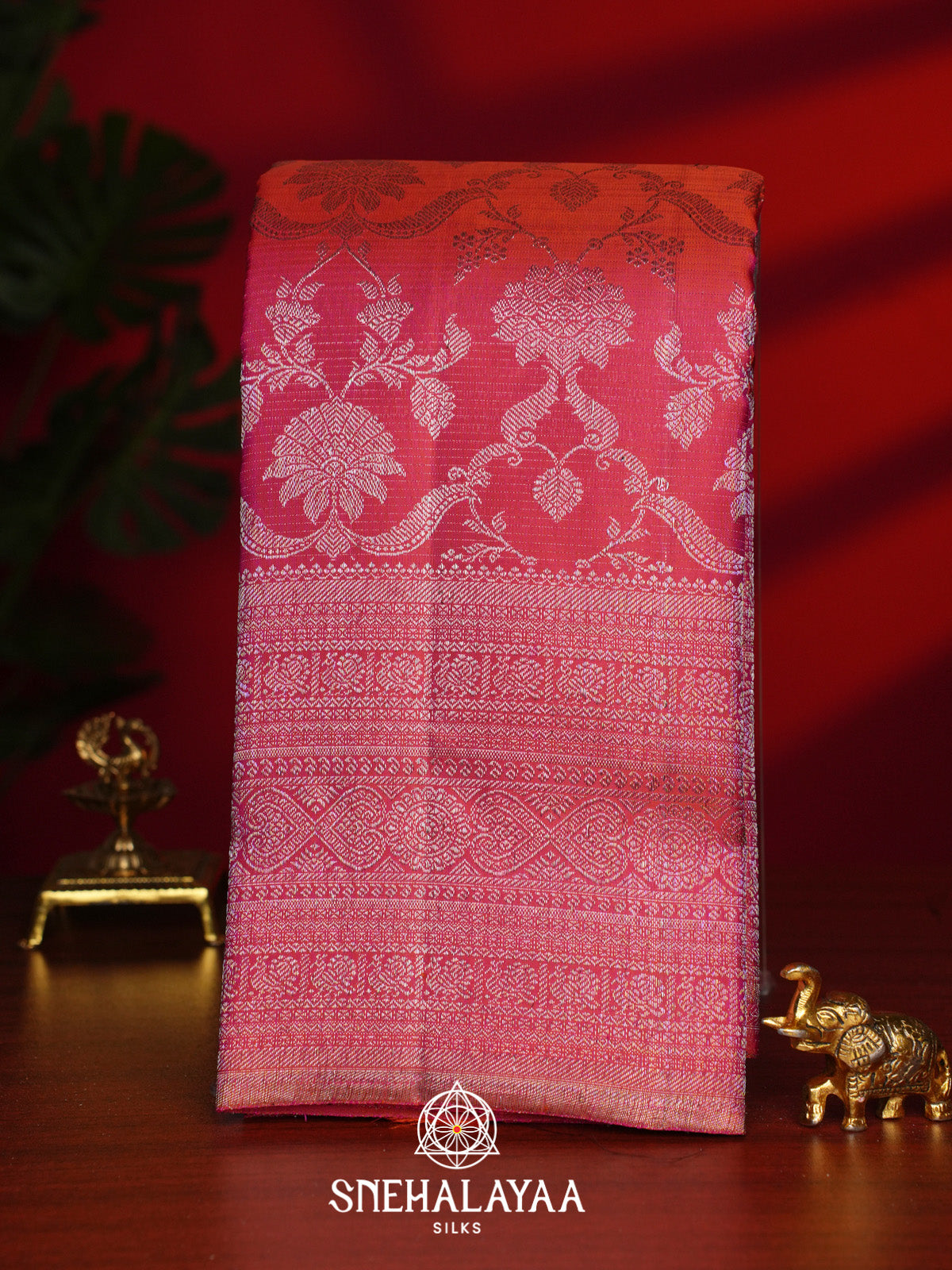 Ruby Red Kanjivaram Silk Saree