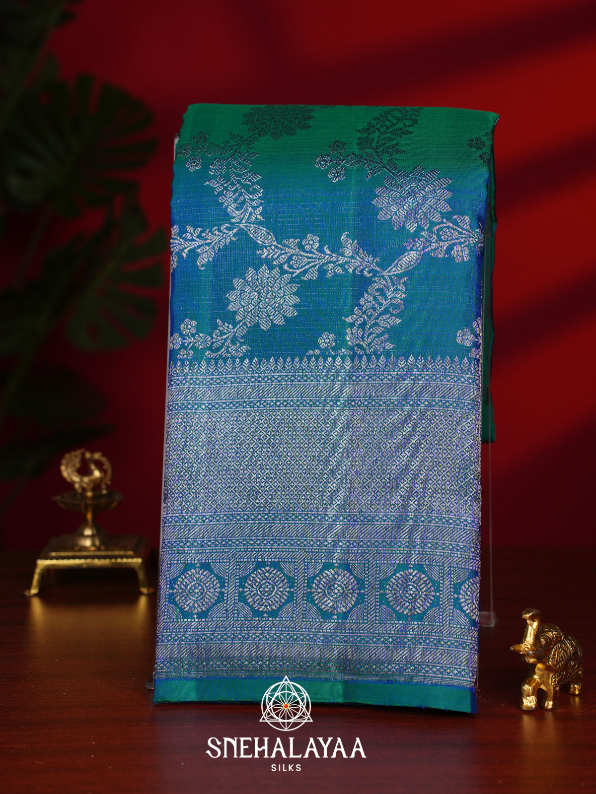 Peacock Blue Kanjivaram Silk Saree