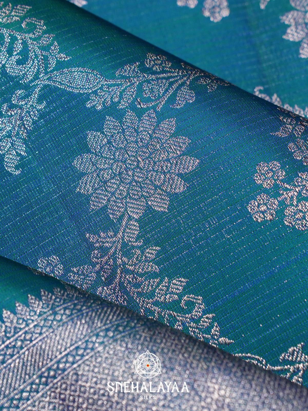 Peacock Blue Kanjivaram Silk Saree