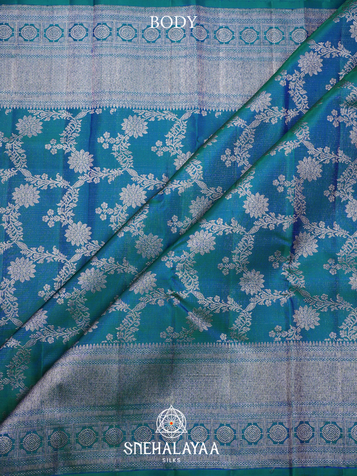 Peacock Blue Kanjivaram Silk Saree