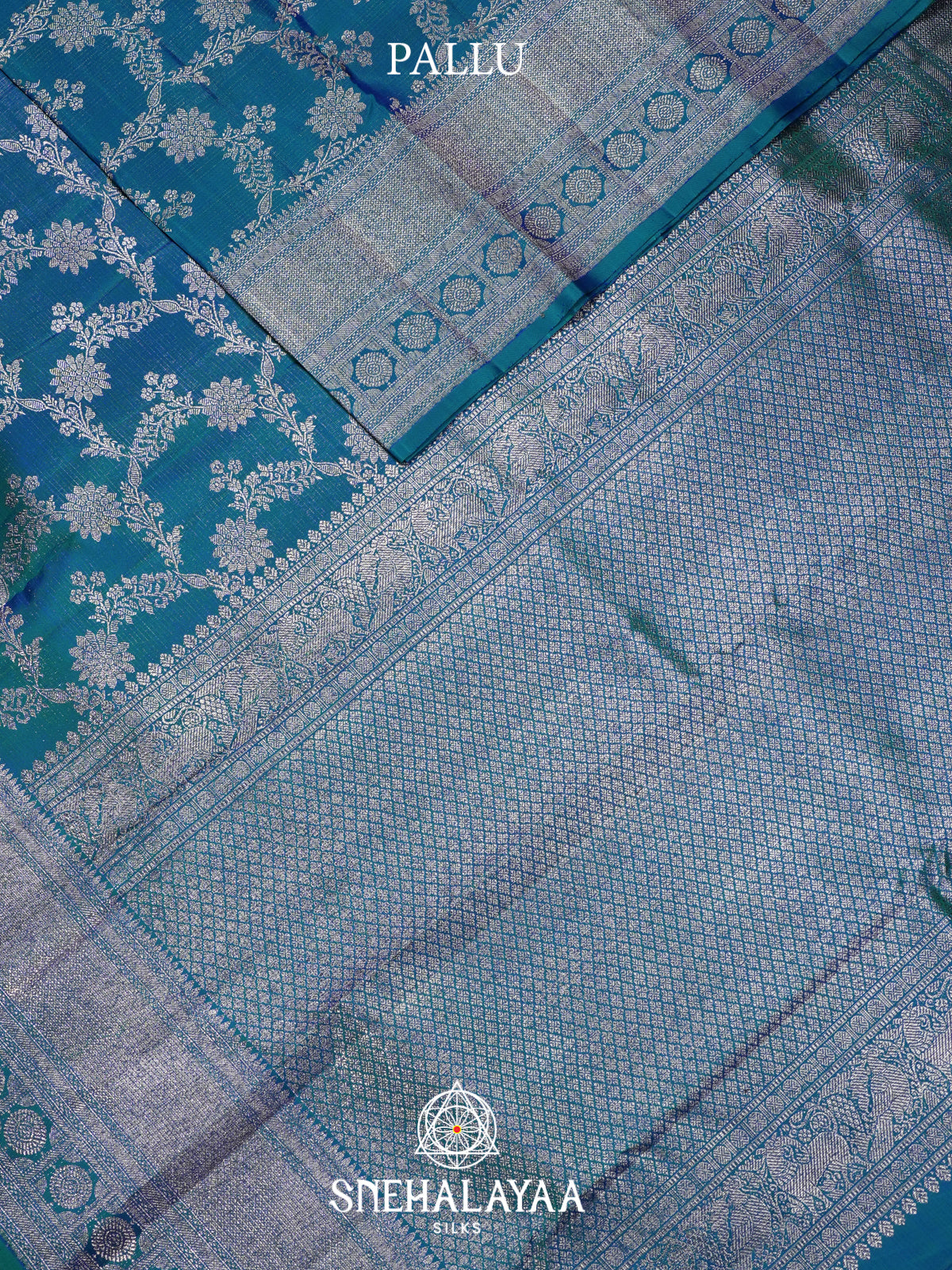 Peacock Blue Kanjivaram Silk Saree