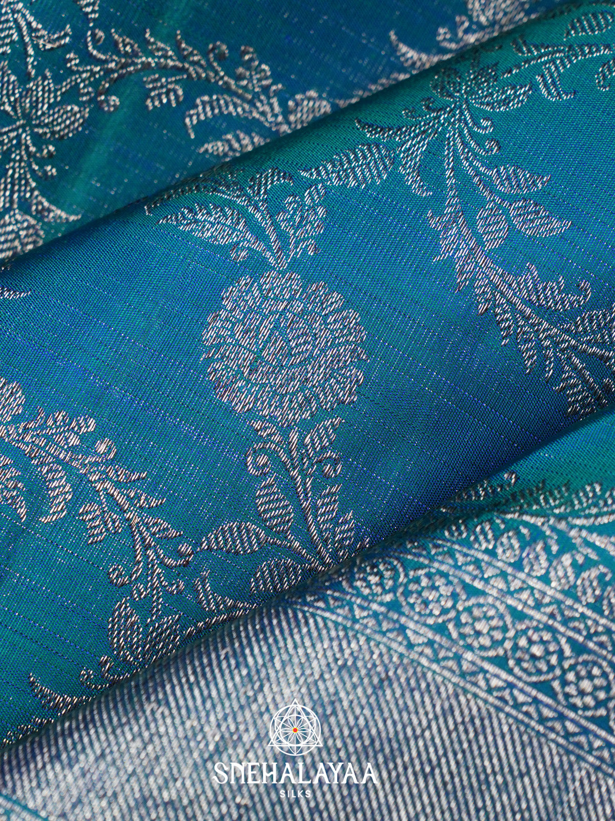 Peacock Blue Kanjivaram Silk Saree