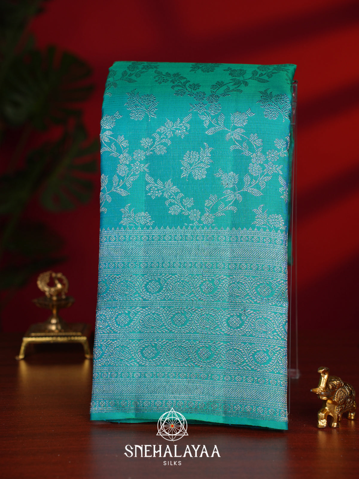 Turquoise Blue Kanjivaram Silk Saree