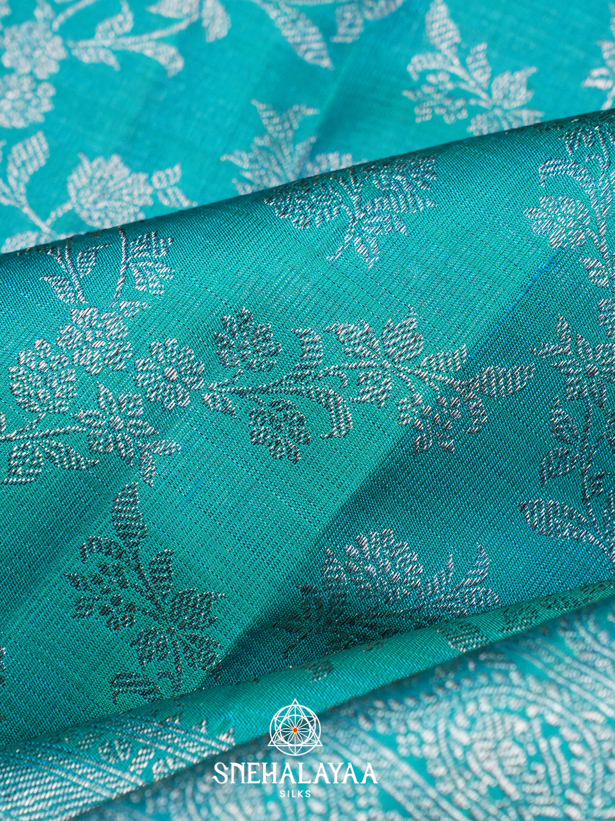 Turquoise Blue Kanjivaram Silk Saree