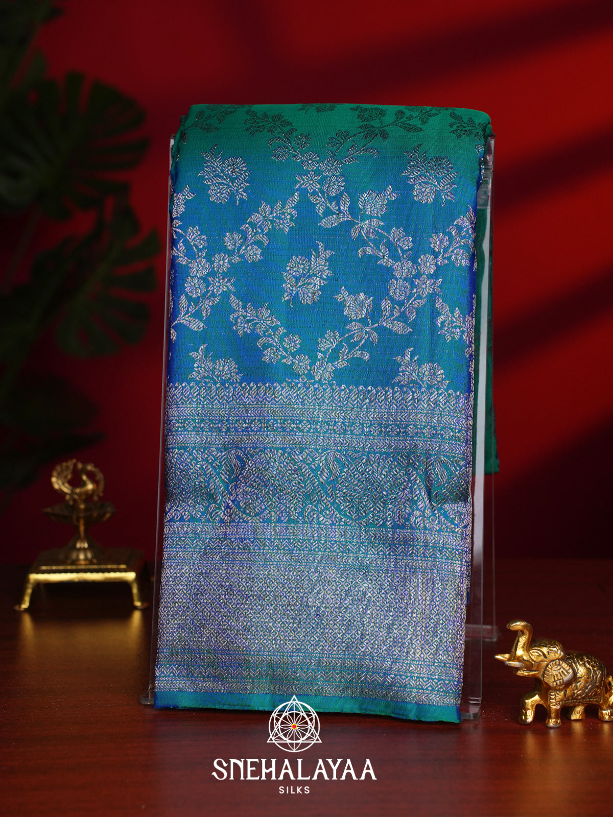 Peacock Blue Kanjivaram Silk Saree