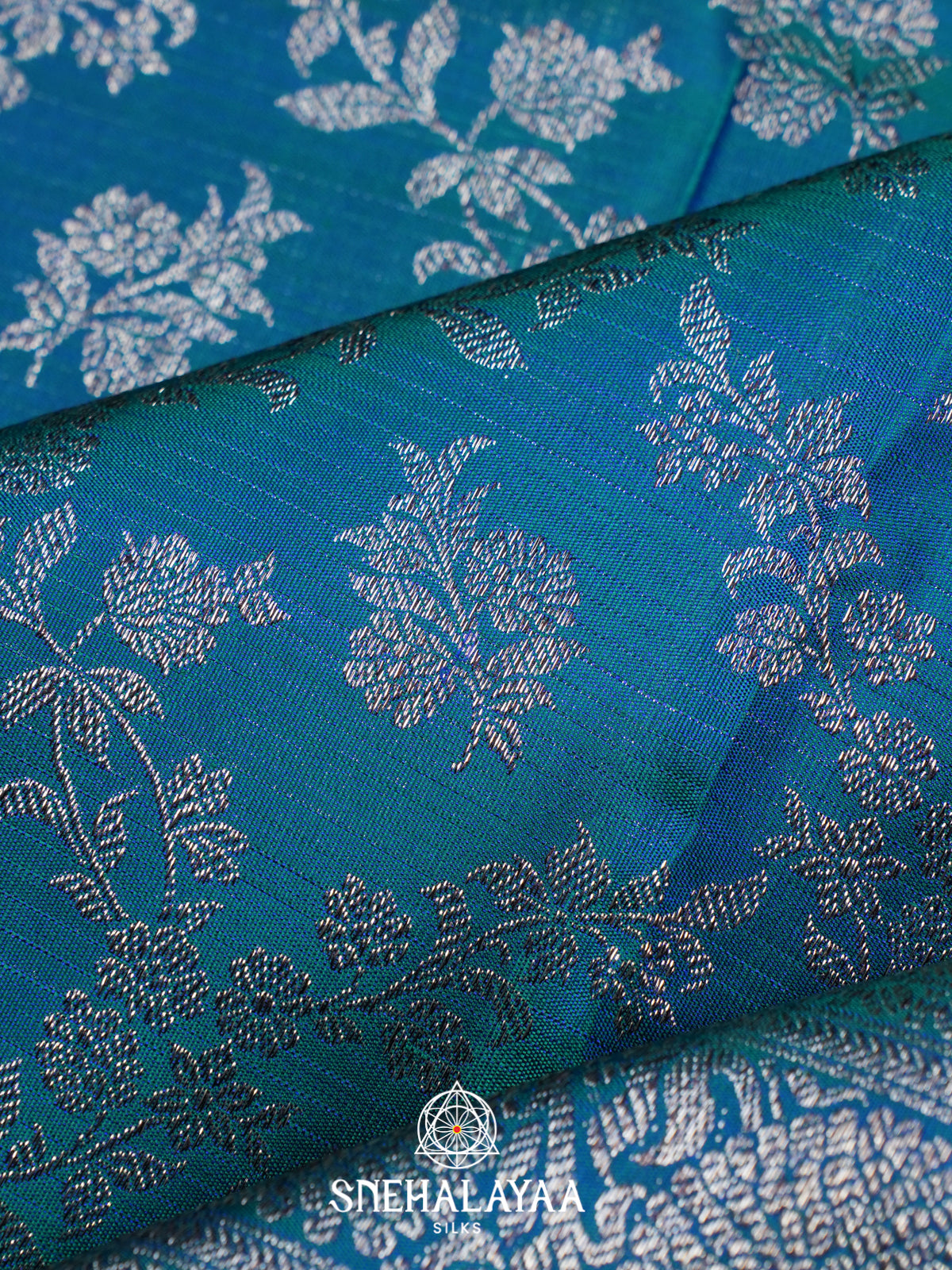 Peacock Blue Kanjivaram Silk Saree