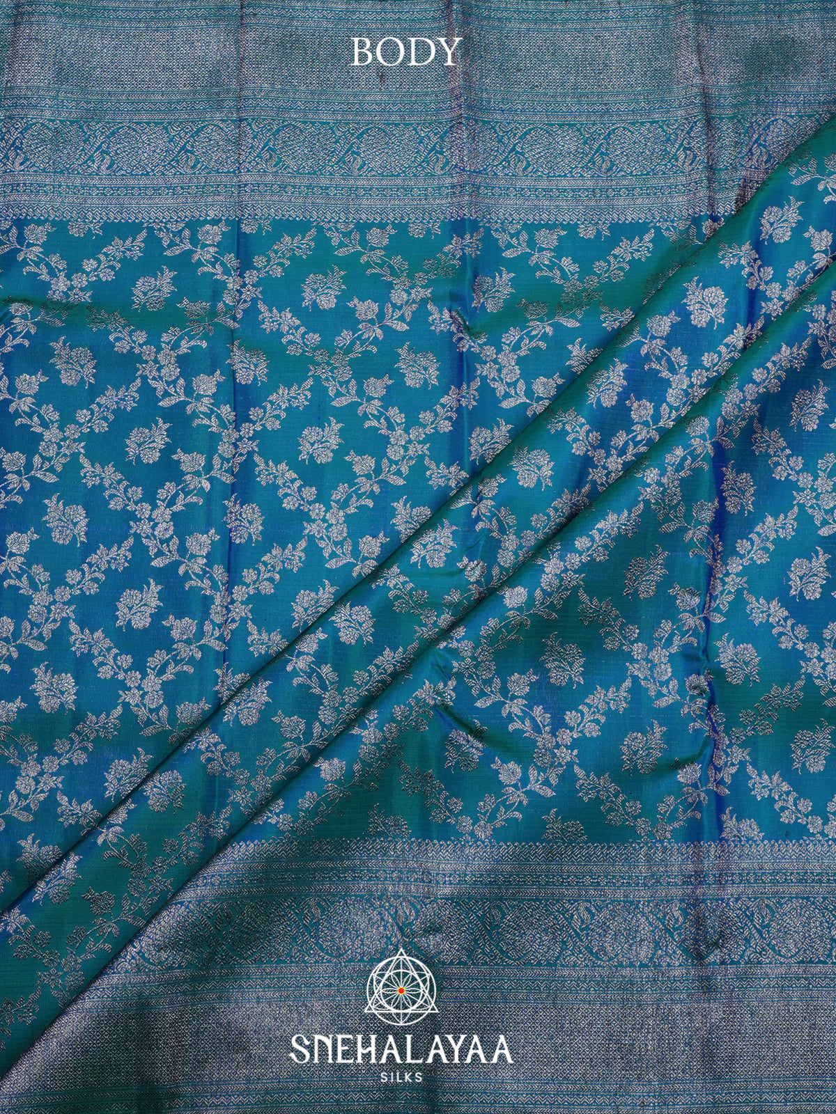 Peacock Blue Kanjivaram Silk Saree