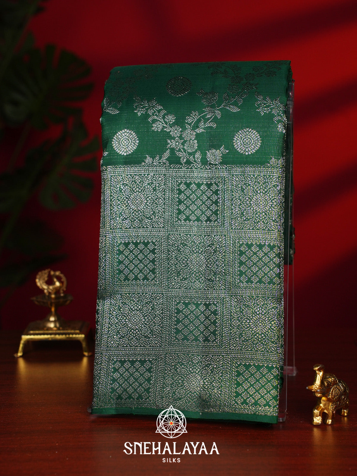 Forest Green Kanjivaram Silk Saree